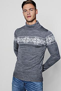 Boohoo Fairisle Roll Neck Christmas Sweater