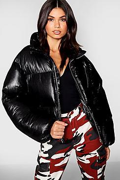 Boohoo Metallic Puffer Jacket