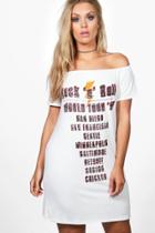 Boohoo Plus Nicola Off The Shoulder Band Dress White