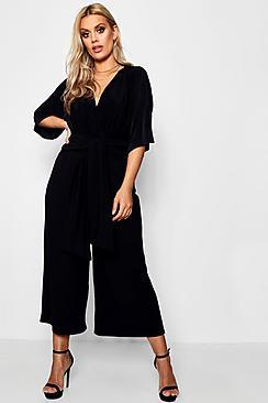 Boohoo Plus Kate Tie Waist Culottes