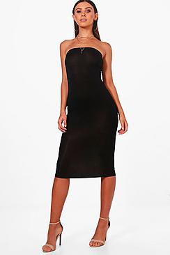 Boohoo Petite Maya Bandeau Curve Hem Bodycon Dress