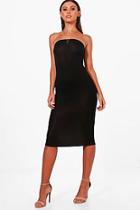 Boohoo Petite Maya Bandeau Curve Hem Bodycon Dress