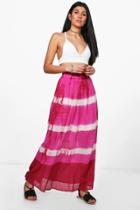 Boohoo Holly Woven Tie Dye Maxi Skirt Cerise