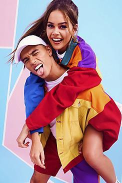 Boohoo Pride Oversized Colour Block Denim Jacket