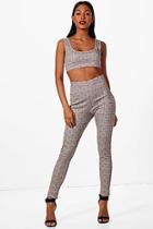 Boohoo Libby Check Crop And Legging Co-ord