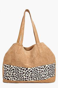 Boohoo Lola Boutique Suede Animal Panel Day Bag
