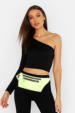 Boohoo Tall One Shoulder Jumbo Rib Crop Top