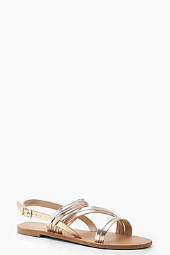 Boohoo Metallic Multi Strap Sandals