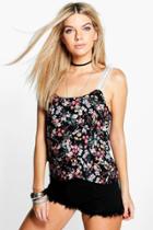 Boohoo Rachel Lace Strap Printed Top White