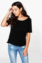 Boohoo Heather Wrap Front Side Split T-shirt