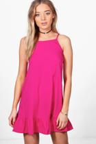 Boohoo Charly Drop Hem Strappy Sun Dress Pink