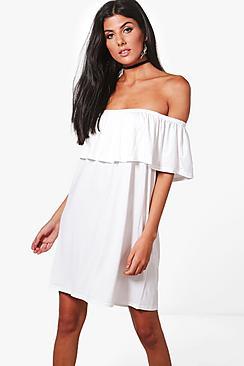 Boohoo Off The Shoulder Swing Dress