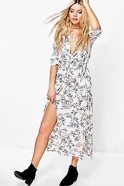 Boohoo Annora Floral Wrap Maxi Dress