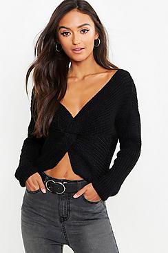 Boohoo Petite Stripe Knot Back Jumper