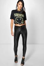 Boohoo Nova Leather Look Front Zip Details Leggings Black