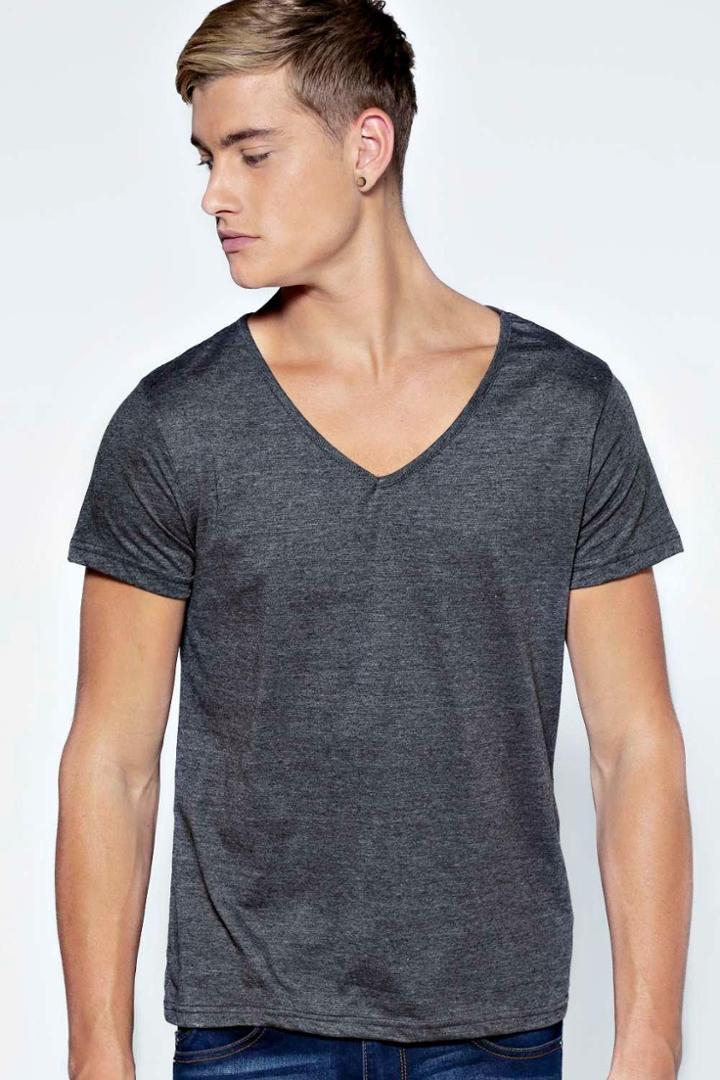 Boohoo Basic Deep V Neck T Shirt Charcoal