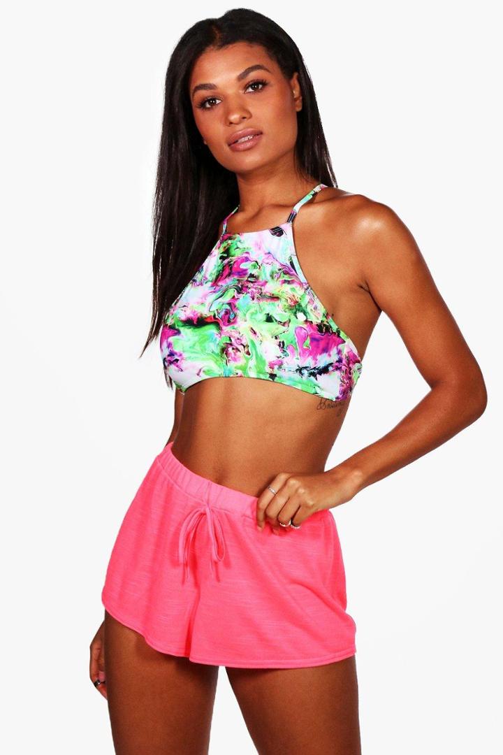 Boohoo Sofia Jersey Beach Short Pink