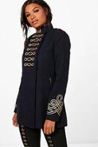 Boohoo Kelly Boutique Wool Admiral Military Coat