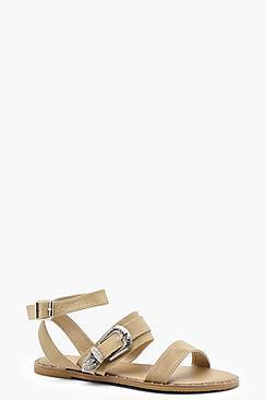 Boohoo Buckle & Pin Stud Sandals