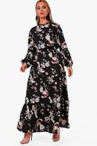 Boohoo Plus Anna Heron Printed Long Sleeve Maxi Dress