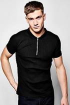 Boohoo Ribbed Polo T Shirt