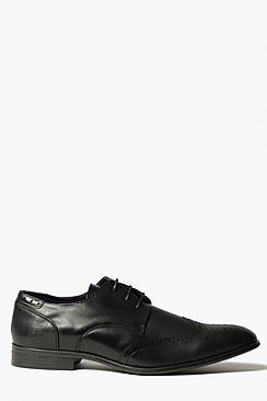 Boohoo Black Smart Wing Tipped Brogues