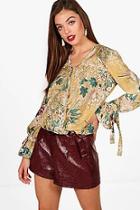 Boohoo Floral Printed Wrap Over Blouse