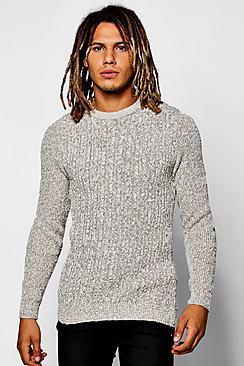 Boohoo Cable Front Slub Crew Jumper