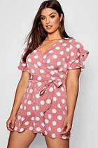 Boohoo Plus Ruffle Sleeve Large Polka Dot Romper