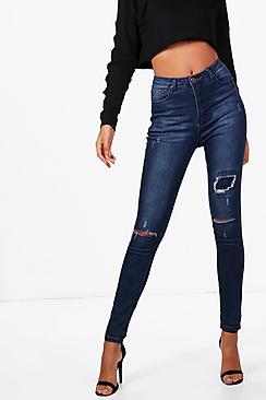 Boohoo Tall Meisha Ripped Knee Skinny Jeans