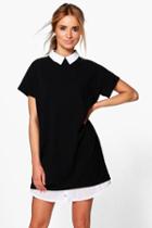 Boohoo Isobel Shirt Collar Tailored Dress Black