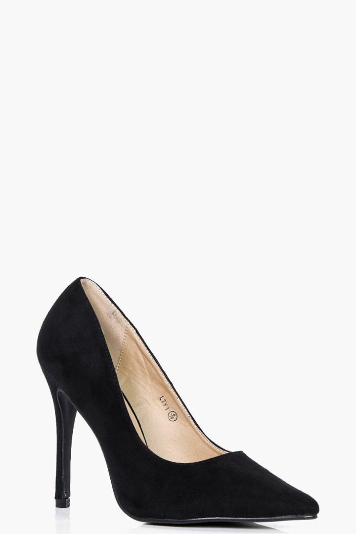 Boohoo Freya Pointed Toe Court Heels Black