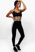 Boohoo Heidi Work Slogan Band Running Legging Black