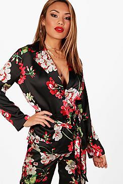 Boohoo Henrietta Floral Print Blazer