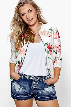 Boohoo Plus Sadie Floral Bomber Jacket