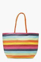 Boohoo Rainbow Stripe Beach Bag