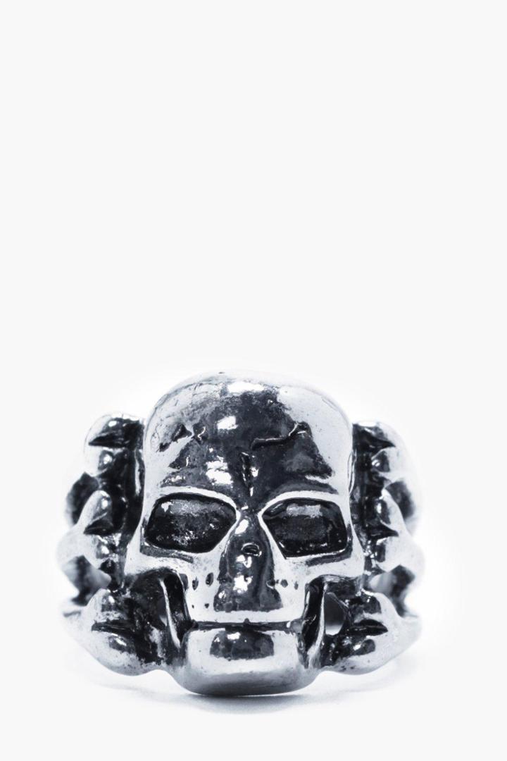 Boohoo Sliver Skull Ring Silver