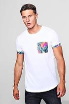 Boohoo Tropical Print T-shirt With Curve Hem