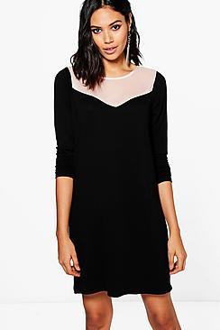 Boohoo Francessa Mesh Panel Shift Dress