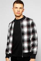 Boohoo Brushed Wool Look Checked Bomber Jacket Black