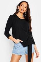 Boohoo Tie Detail 3/4 Sleeve Blouse