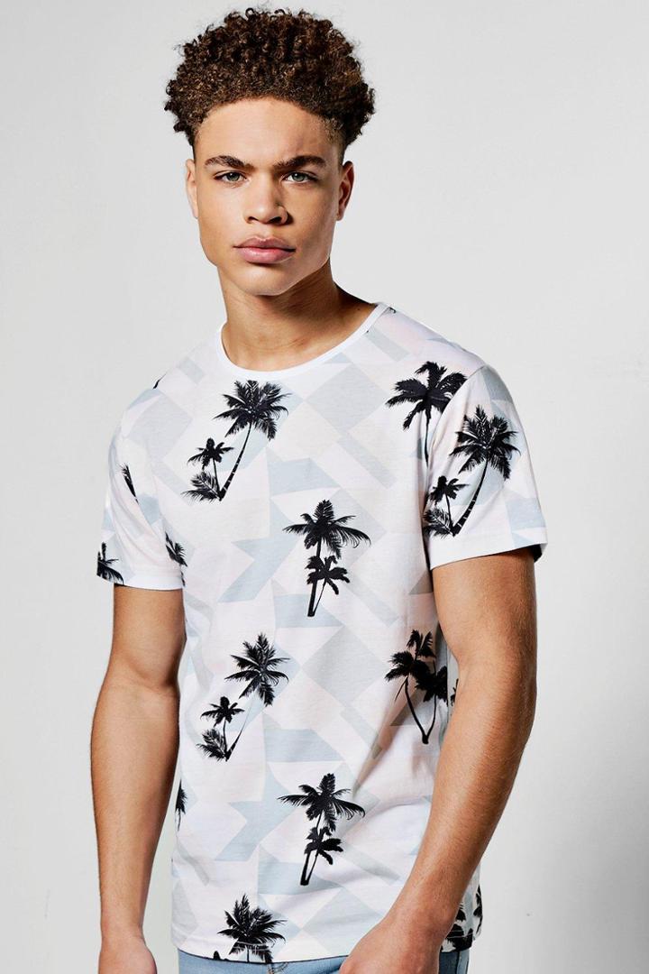 Boohoo All Over Palm Print T Shirt Multi