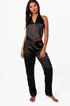 Boohoo Kayla Satin Halterneck & Trouser Set