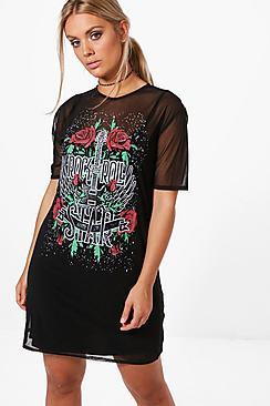 Boohoo Plus Natalie Mesh Band Tee Dress