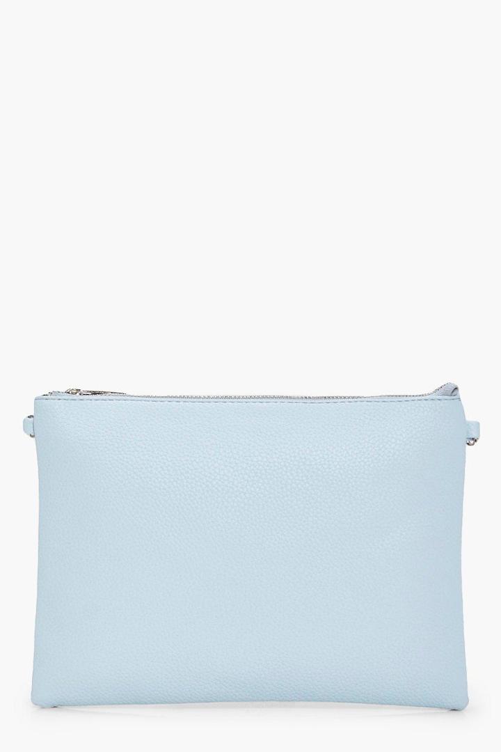 Boohoo Molly Zip Top Clutch Bag Blue