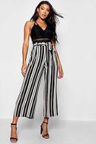 Boohoo Paige Woven Stripe Crop Wide Leg Trouser