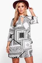 Boohoo Plus Hayley Mono Wrap Shirt Dress