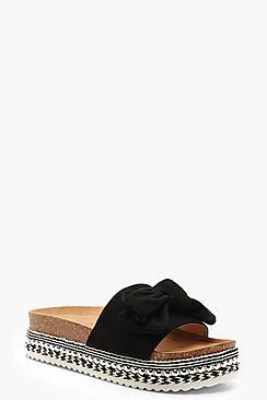 Boohoo Bow Detail Cleated Flatforms