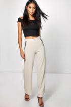 Boohoo Tilli Zip Detail Wide Leg Trousers Stone