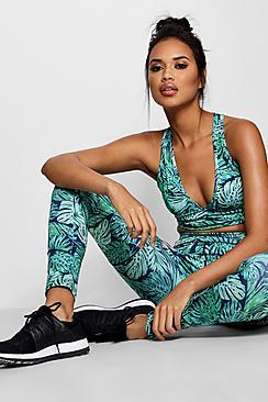 Boohoo Mia Fit Leaf Printed Running Leggings